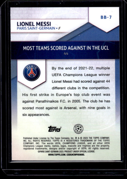 2022-23 Topps UEFA Club Competitions #BB-7 Lionel Messi Best of the Best