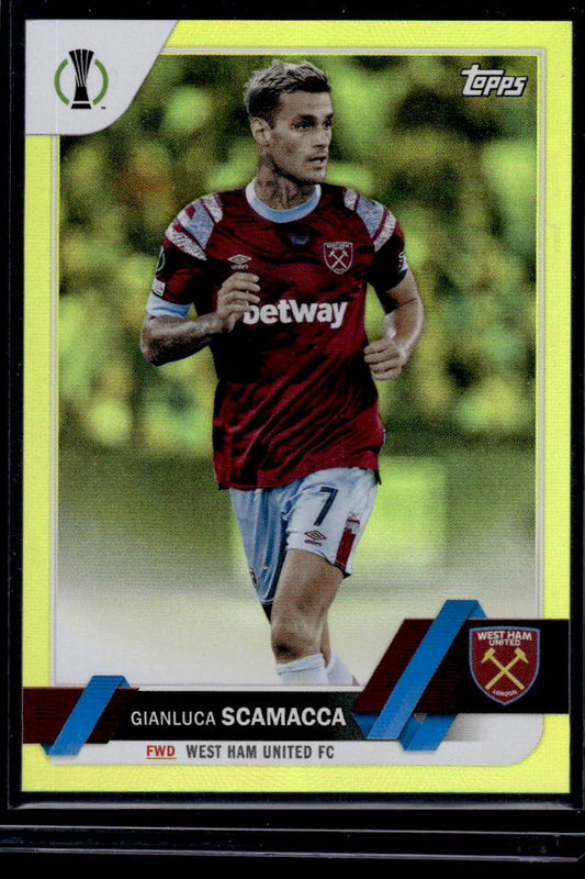 2022-23 Topps Chrome UEFA CC #94 Gianluca Scamacca Yellow Foil #/299