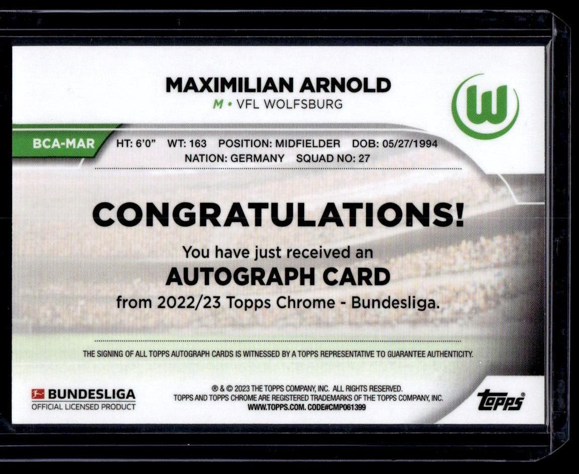 2020-21 Topps Chrome Bundesliga #BCA-MAR Maximilian Arnold Chrome Autographs