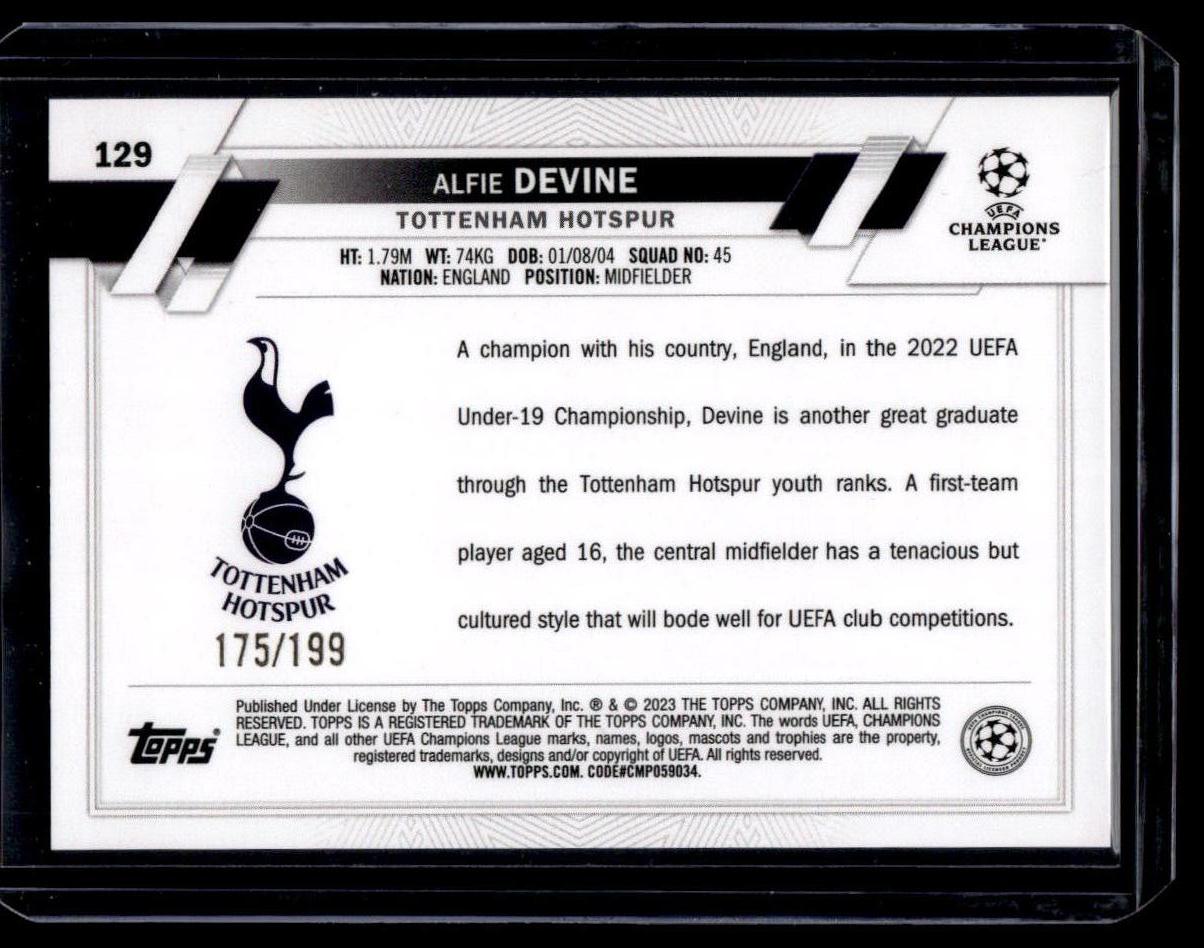 2022-23 Topps UEFA Club Competitions #129 Alfie Devine Neon Green Foil #/199