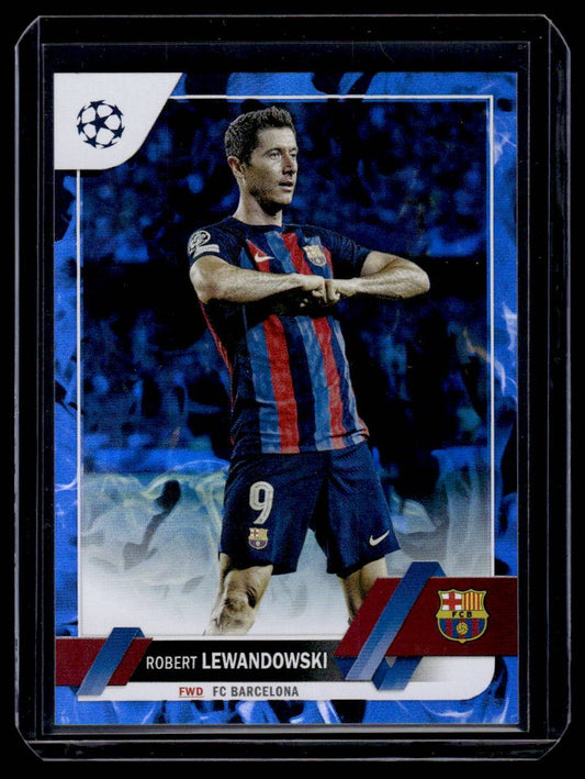 2022-23 Topps UEFA CC #9 Robert Lewandowski Blue Inferno Foil #/125