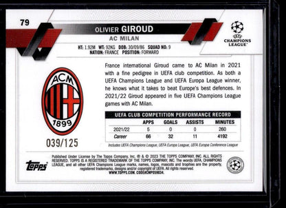 2022-23 Topps UEFA Club Competitions #79 Olivier Giroud Blue Inferno Foil #/125