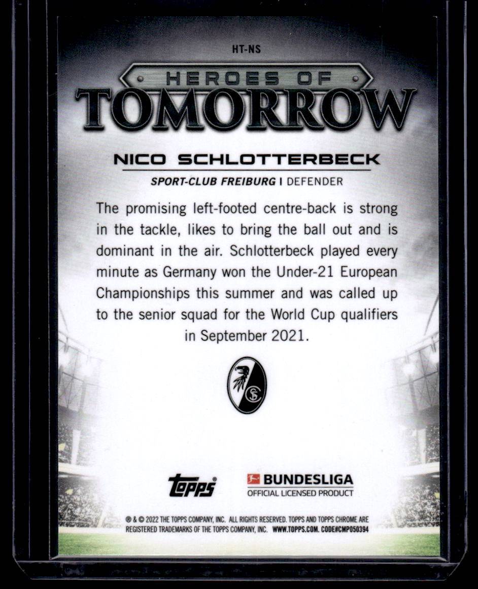 2021-22 Topps Chrome Bundesliga #HT-NS Nico Schlotterbeck Heroes of Tomorrow