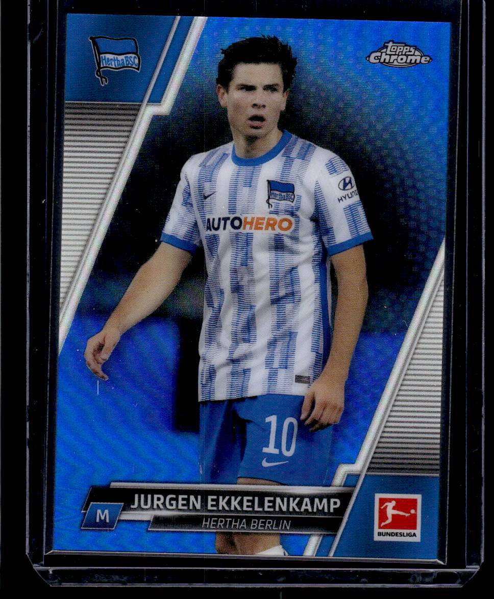 2021-22 Topps Chrome Bundesliga #9 Jurgen Ekkelenkamp Blue Refractors #/150