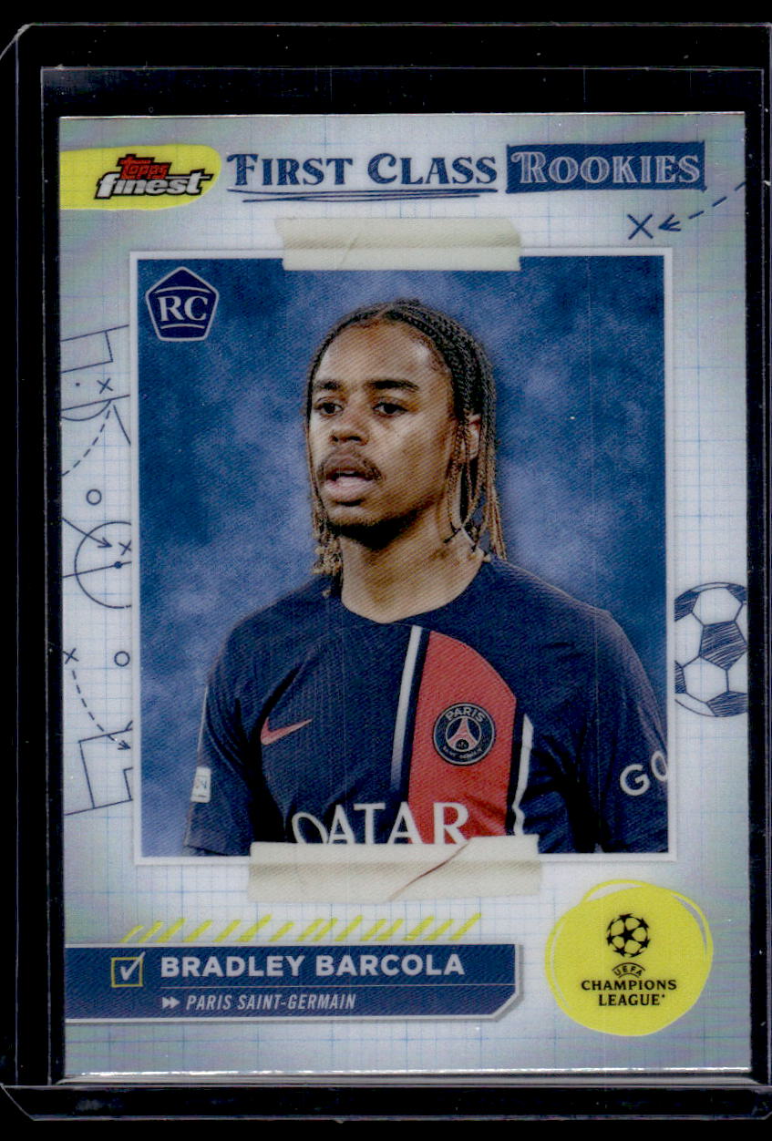 2023-24 Finest UEFA CC #FR-9 Bradley Barcola Finest First Class Rookies