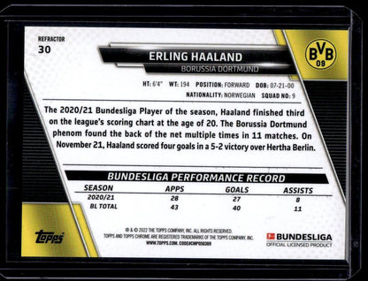 2021-22 Topps Chrome Bundesliga #30 Erling Haaland Refractor