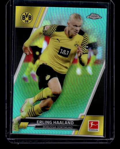 2021-22 Topps Chrome Bundesliga #30 Erling Haaland Aqua Bubble Refractors #/275