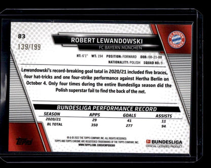 2021-22 Topps Chrome Bundesliga #83 Robert Lewandowski Prism Refractors #/199