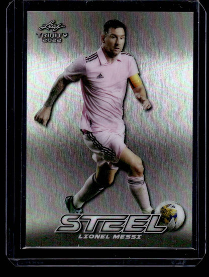 2022 Leaf Trinity - Trinity Steel Prismatic Silver #TSB-24 Lionel Messi #/30