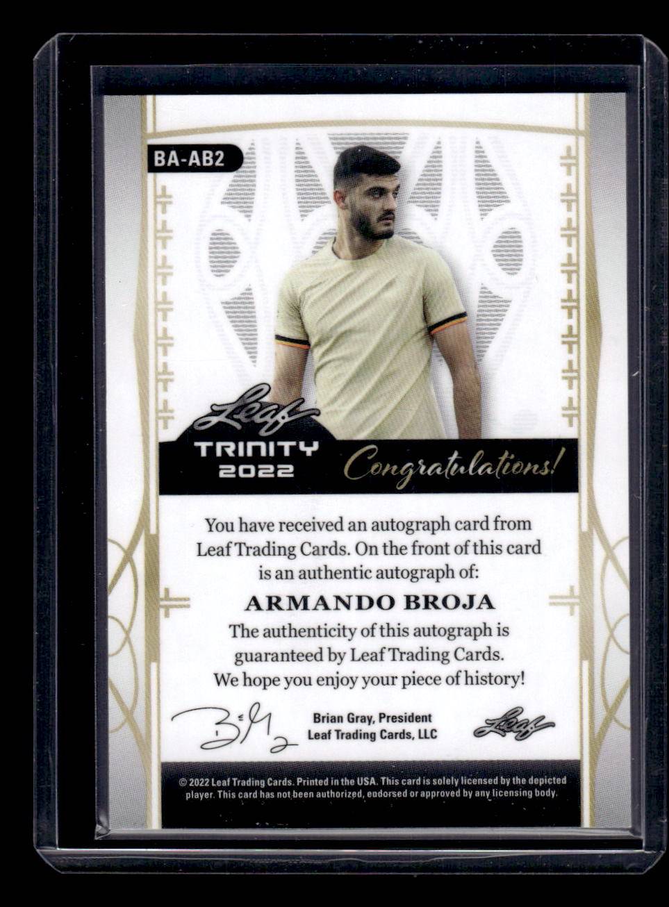 2022 Leaf Trinity - Autograph Foil Gold #BA-AB2 Armando Broja