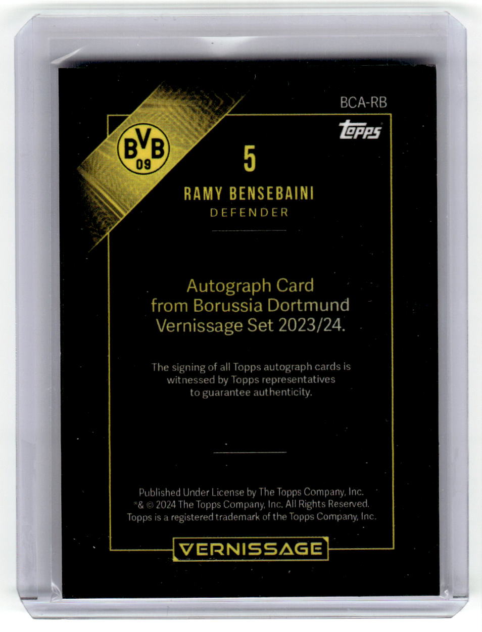 2023-24 Topps Borussia Dortmund Vernissage Ramy Bensebaini Autogramm BCA-RB