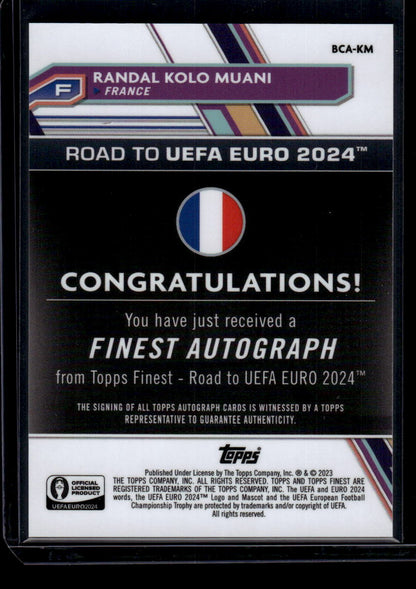 2023 Finest Road to UEFA EURO 2024 Randal Kolo Muani Base Card Autographs