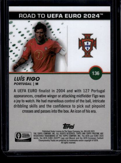 2023 Topps Pristine Road To Euro 2024 #136 Luís Figo Purple Refractors #/99