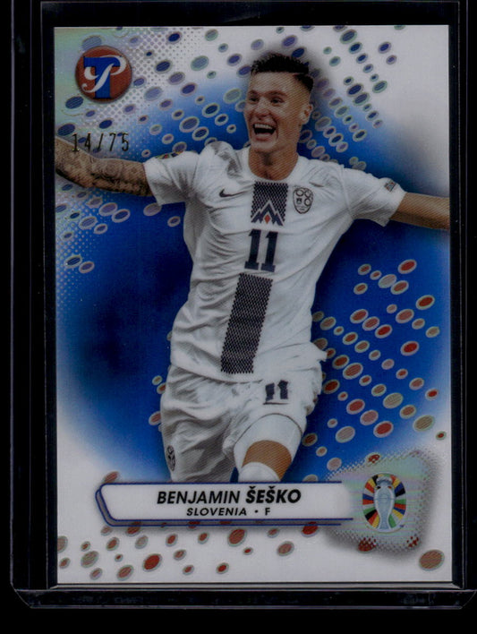 2023 Topps Pristine Road To Euro 2024 #91 Benjamin Šeško Blue Refractors #/75