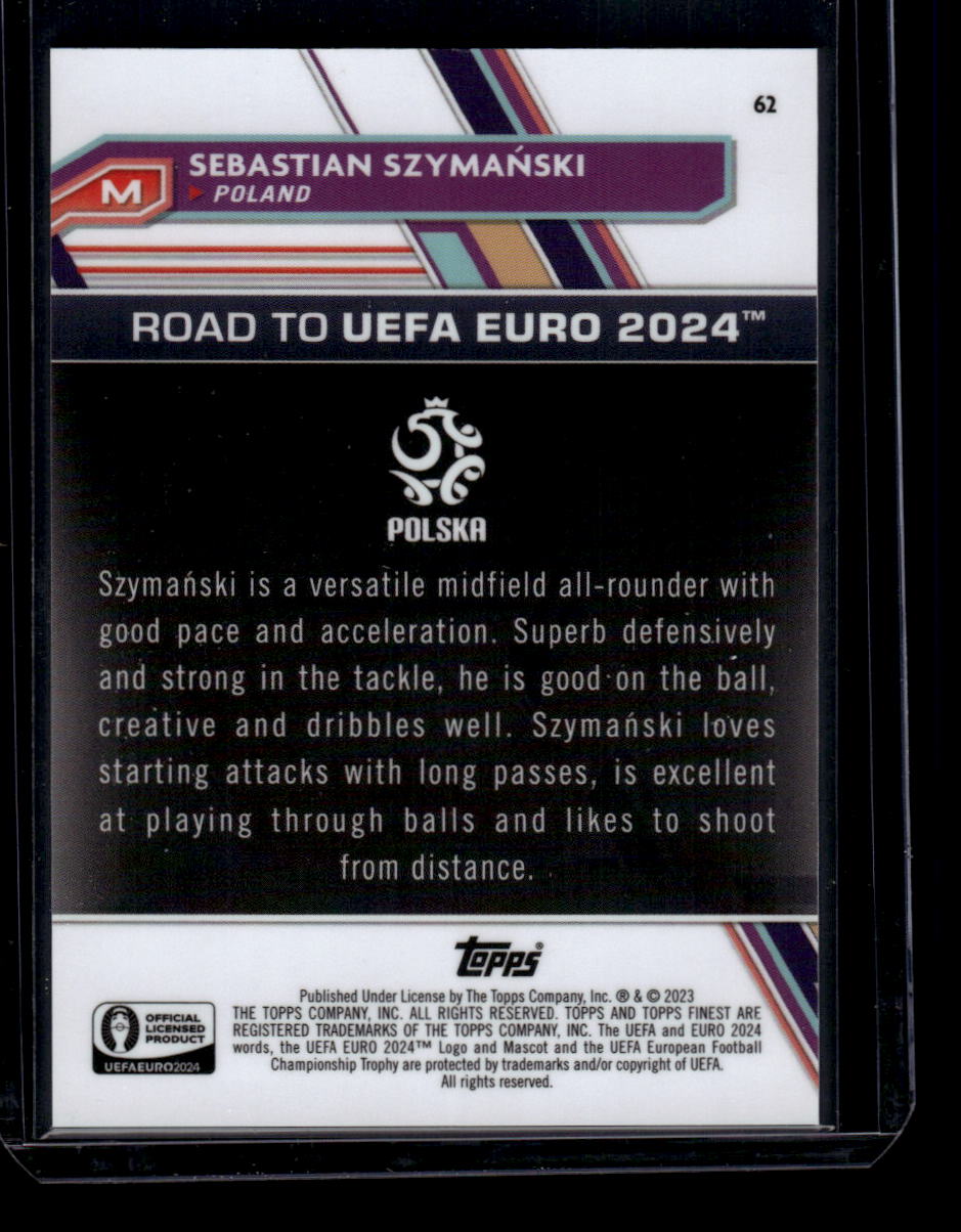 2023 Finest Road to UEFA EURO 2024 #62 Sebastian Szymański Gold Refractor #/50