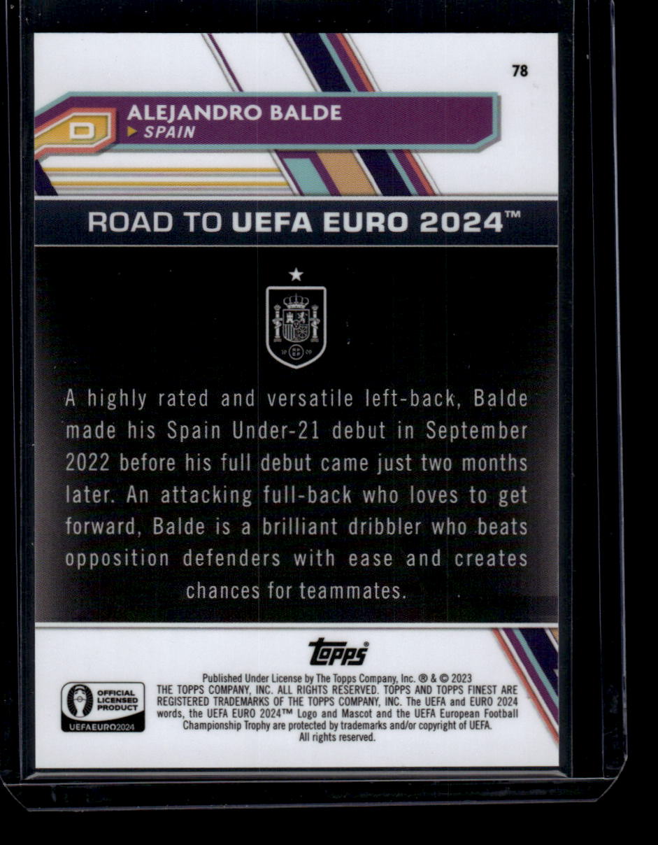 2023 Finest Road to UEFA EURO 2024 #78 Alejandro Balde Gold Refractor #/50