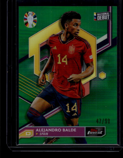 2023 Finest Road to UEFA EURO 2024 #78 Alejandro Balde Green Refractor #/99