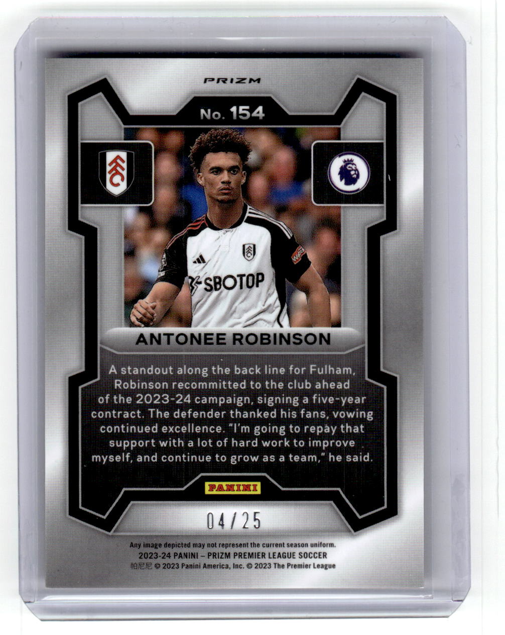 2023-24 Panini Prizm Premier League #154 Antonee Robinson Red Stars #/25