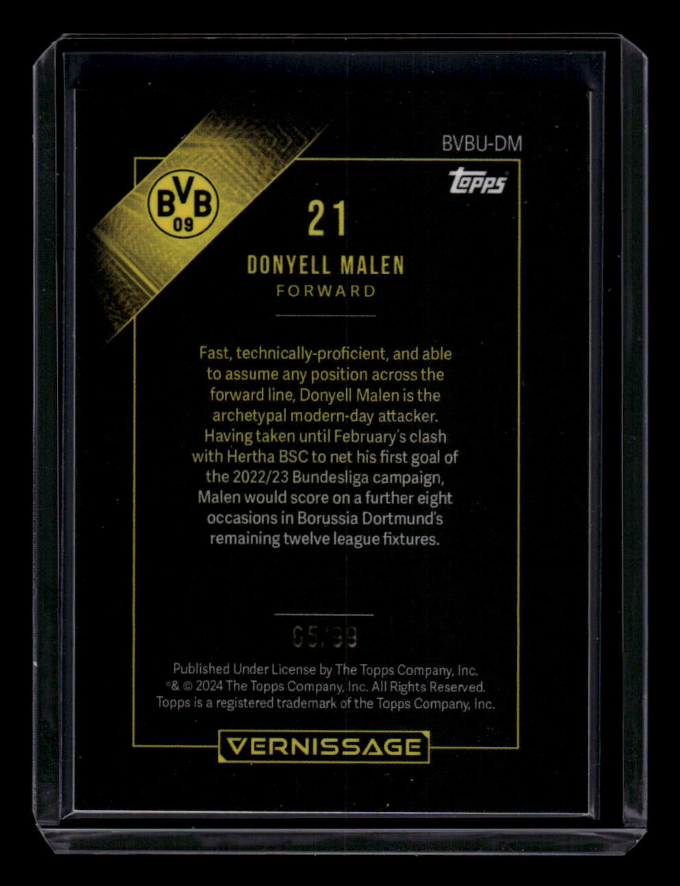 2023-24 Topps BVB Vernissage Donyell Malen Unbreakable #/99