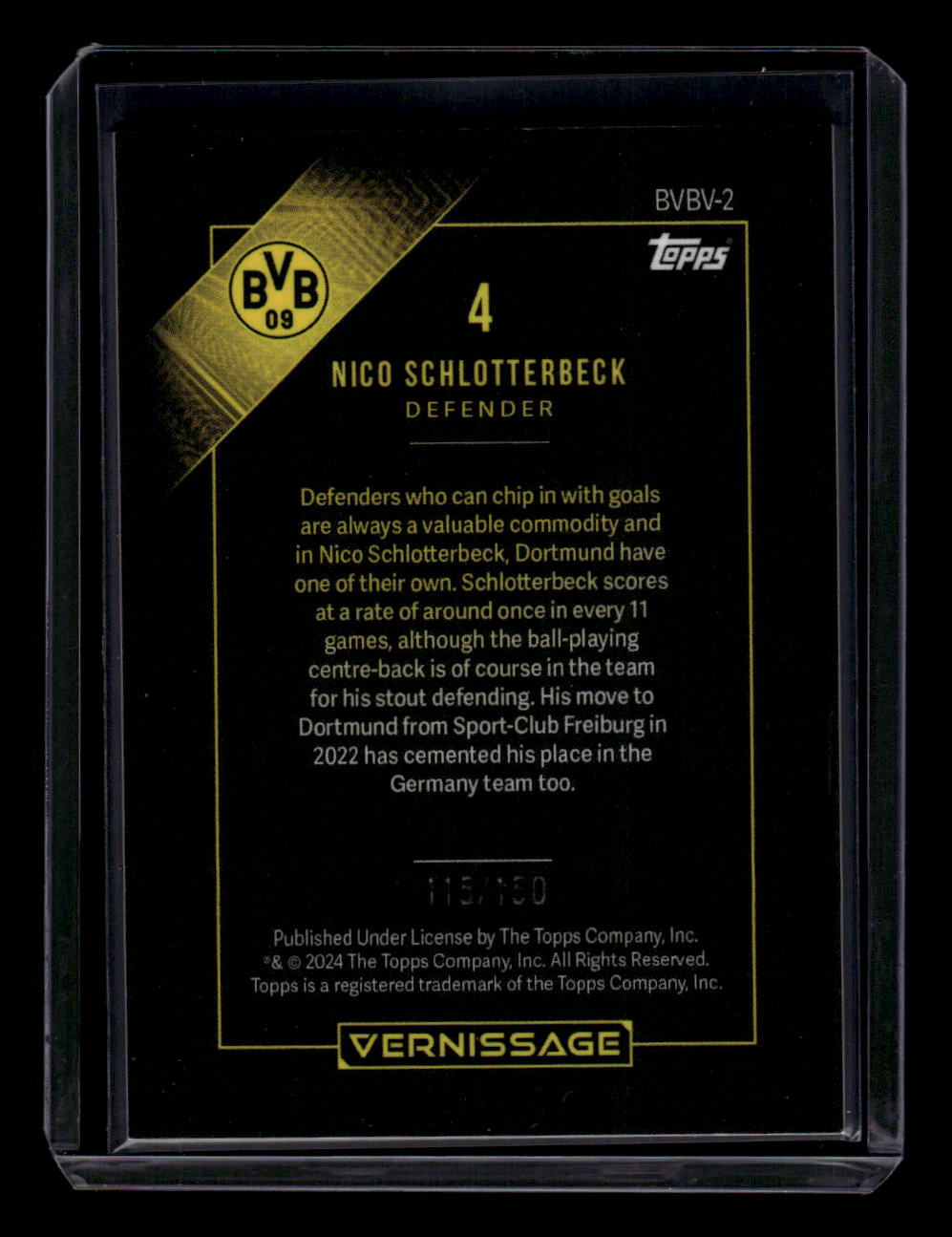 2023-24 Topps Borussia Dortmund Vernissage Nico Schlotterbeck #/150