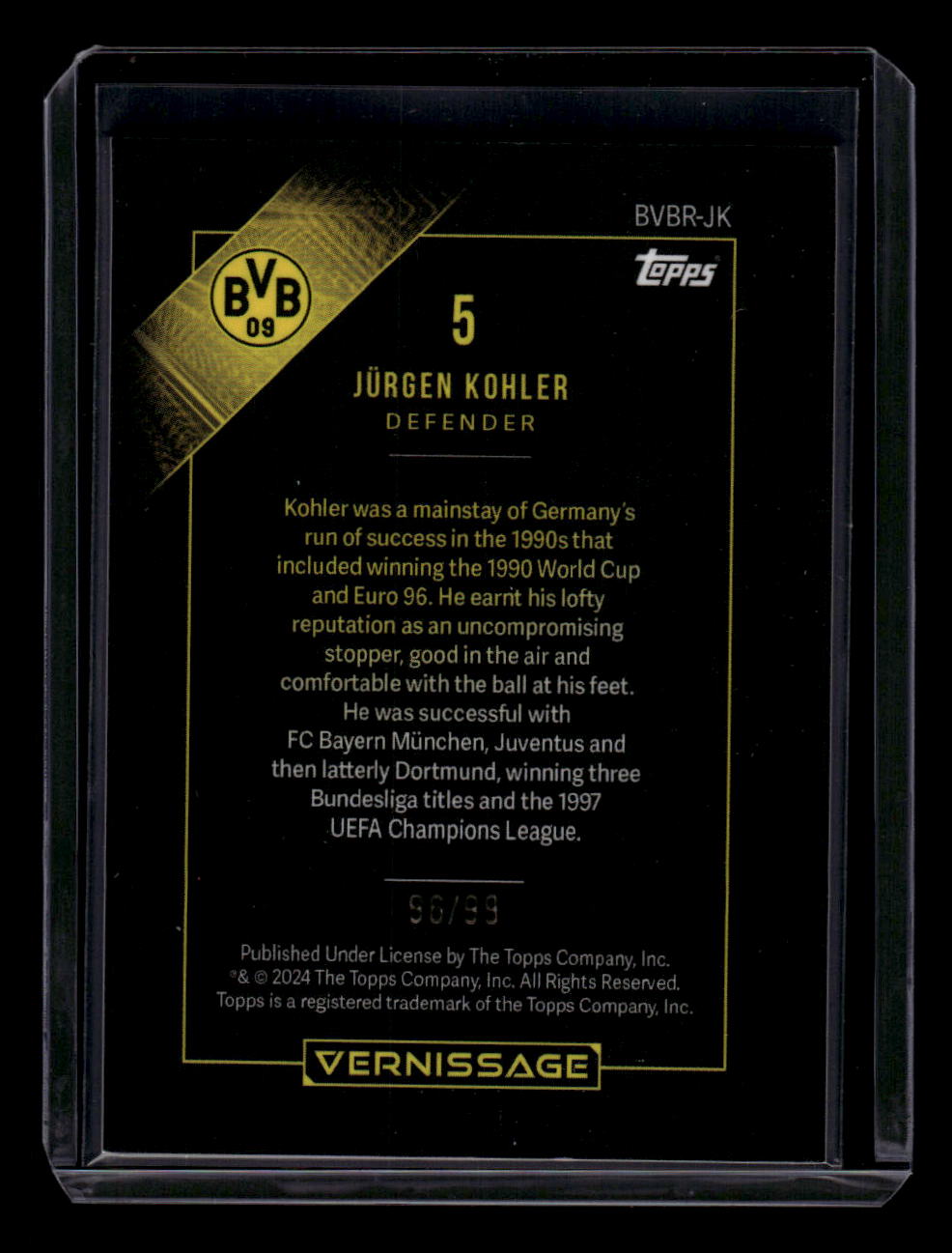 2023-24 Topps Borussia Dortmund Vernissage Jürgen Kohler #/99