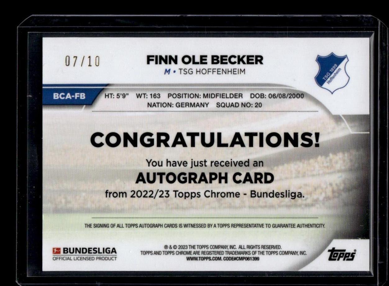 2022-23 Topps Chrome Bundesliga #BCA-FB Finn Ole Becker Autographs #/10