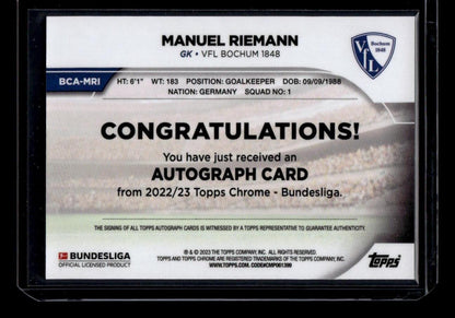 2022-23 Topps Chrome Bundesliga #BCA-MRI Manuel Riemann Autographs