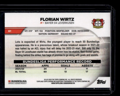 2022-23 Topps Chrome Bundesliga #61 Florian Wirtz