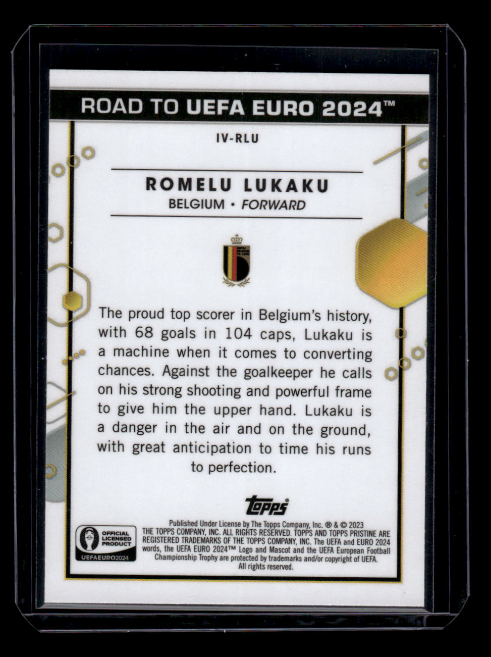 2023 Topps Pristine Road To Euro 2024 #IV-RLU Romelu Lukaku Inevitable