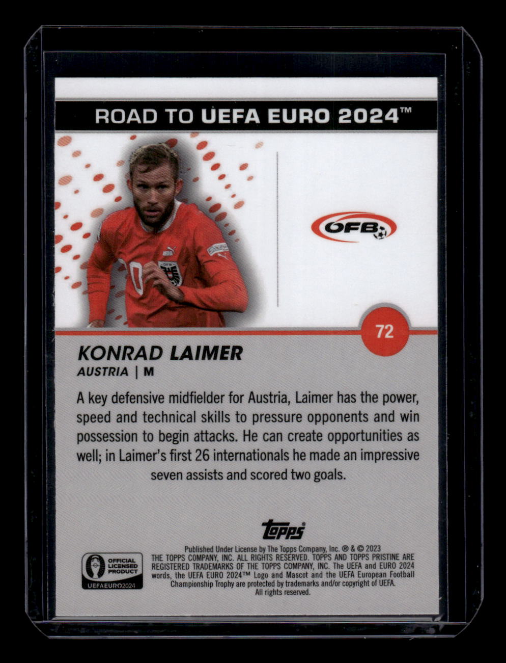 2023 Topps Pristine Road To Euro 2024 #72 Konrad Laimer