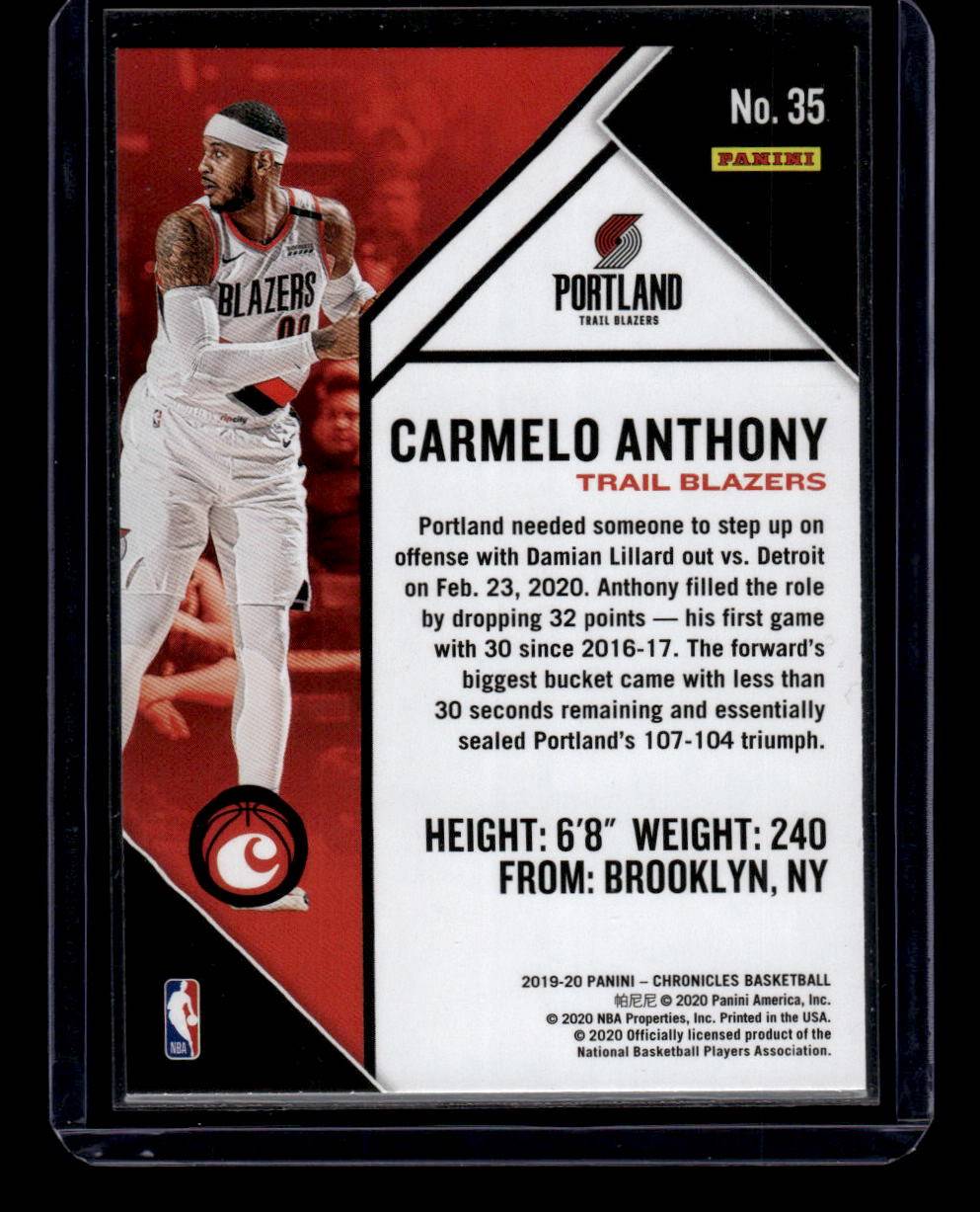 2019-20 Panini Chronicles #35 Carmelo Anthony