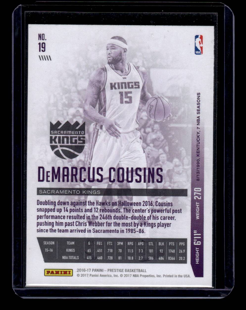 2016-17 Panini Prestige #19 DeMarcus Cousins