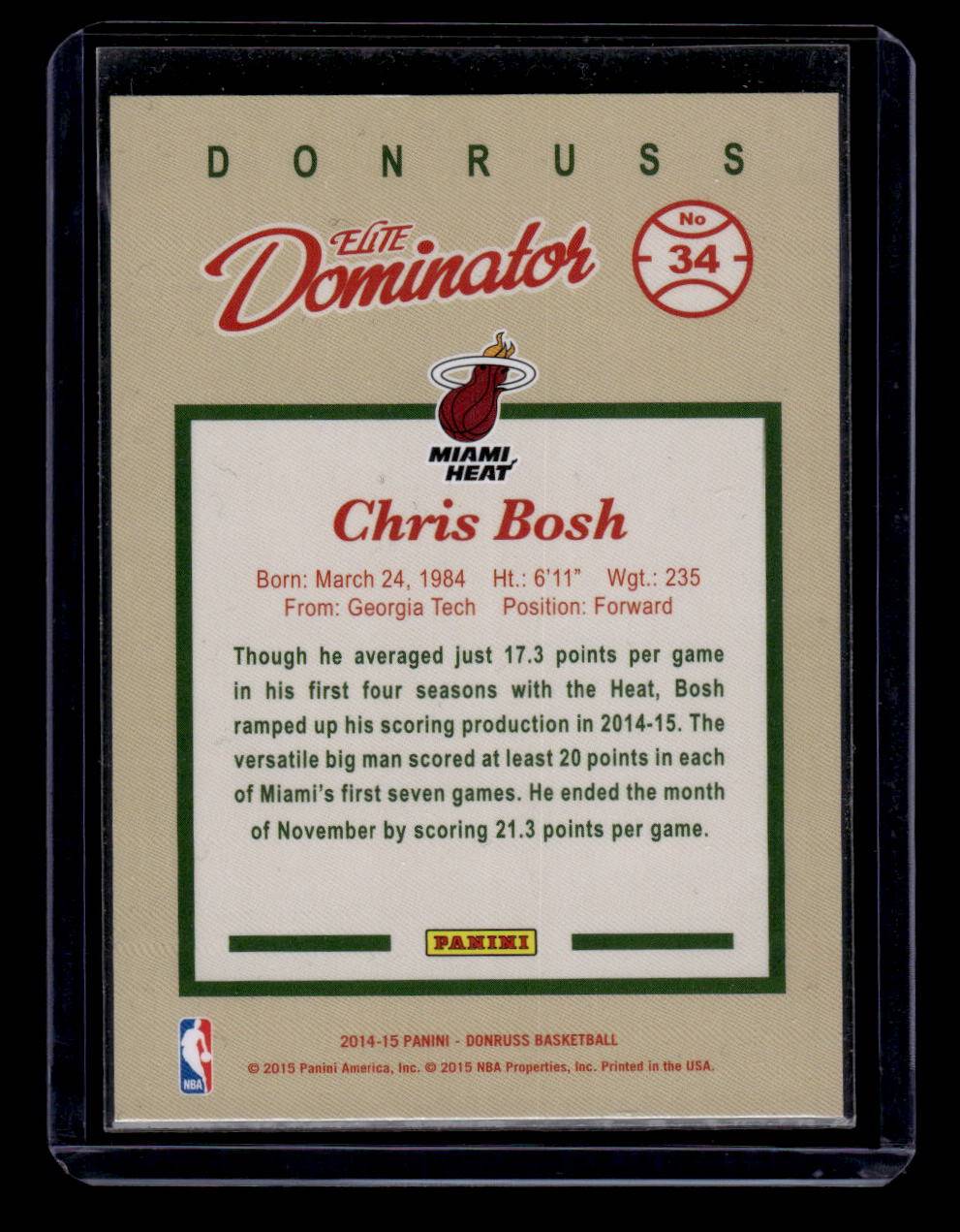 2014-15 Donruss #34 Chris Bosh Elite Dominators #/999