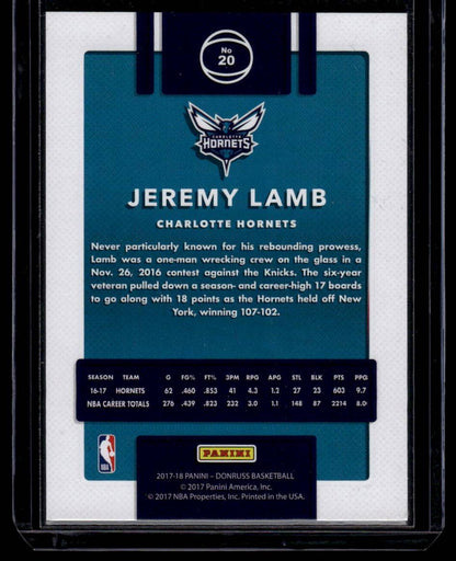 2017-18 Donruss #20 Jeremy Lamb Press Proof Silver #/299