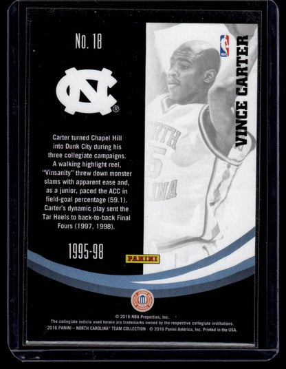 2016 Panini North Carolina Tar Heels #18 Vince Carter