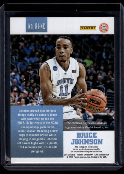 2016 Panini North Carolina Tar Heels #BJ-NC Brice Johnson Memorabilia