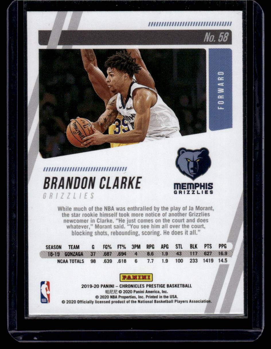 2019-20 Panini Chronicles #58 Brandon Clarke Pink