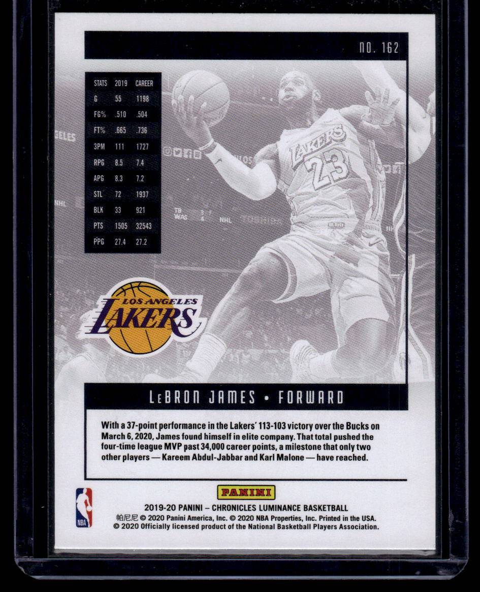 2019-20 Panini Chronicles #162 LeBron James