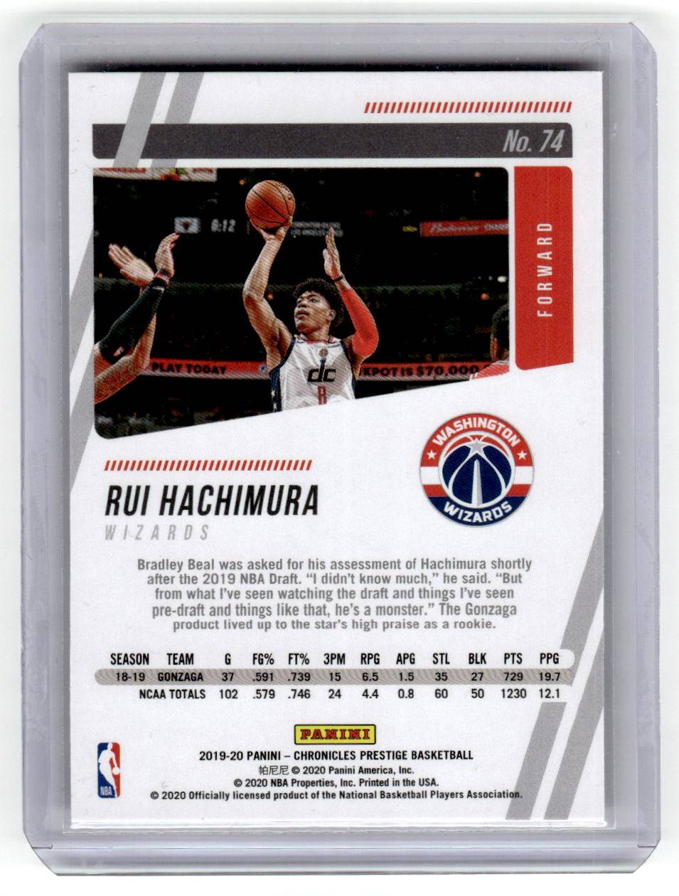 2019-20 Panini Chronicles #74 Rui Hachimura