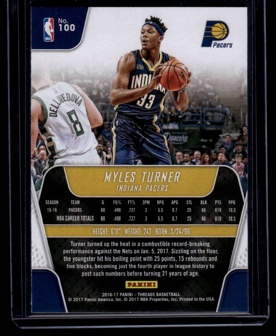 2016-17 Panini Threads #100 Myles Turner