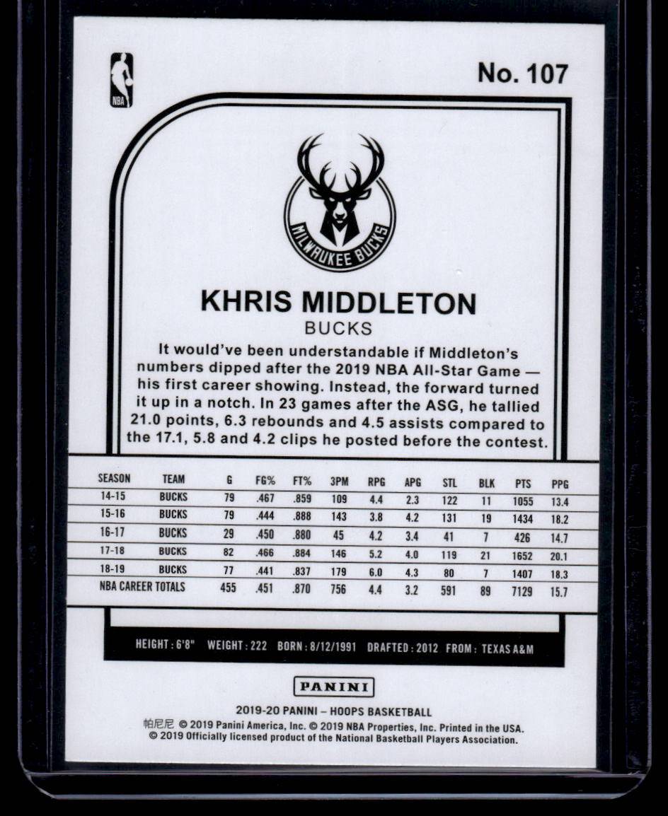 2019-20 Hoops #107 Khris Middleton