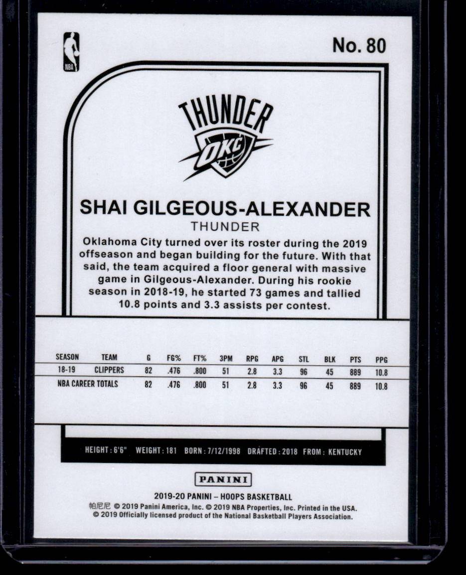 2019-20 Hoops #80 Shai Gilgeous-Alexander