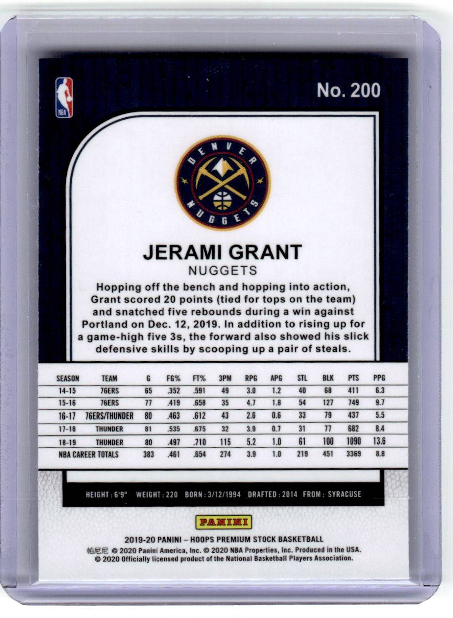 2019-20 Hoops Premium Stock #200 Jerami Grant