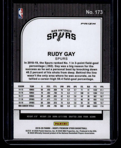 2019-20 Hoops Premium Stock #173 Rudy Gay Prizms Silver Laser