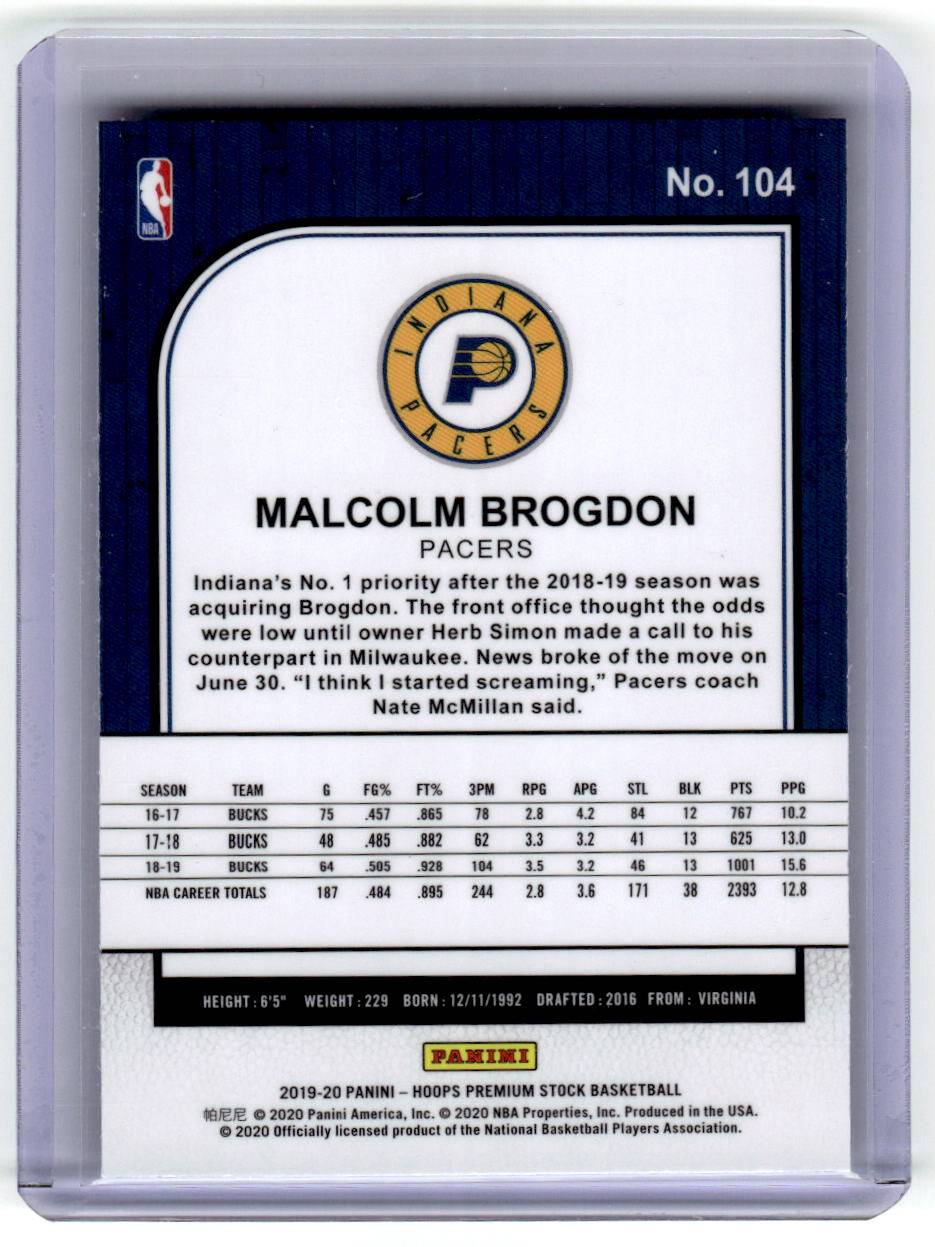 2019-20 Hoops Premium Stock #104 Malcolm Brogdon