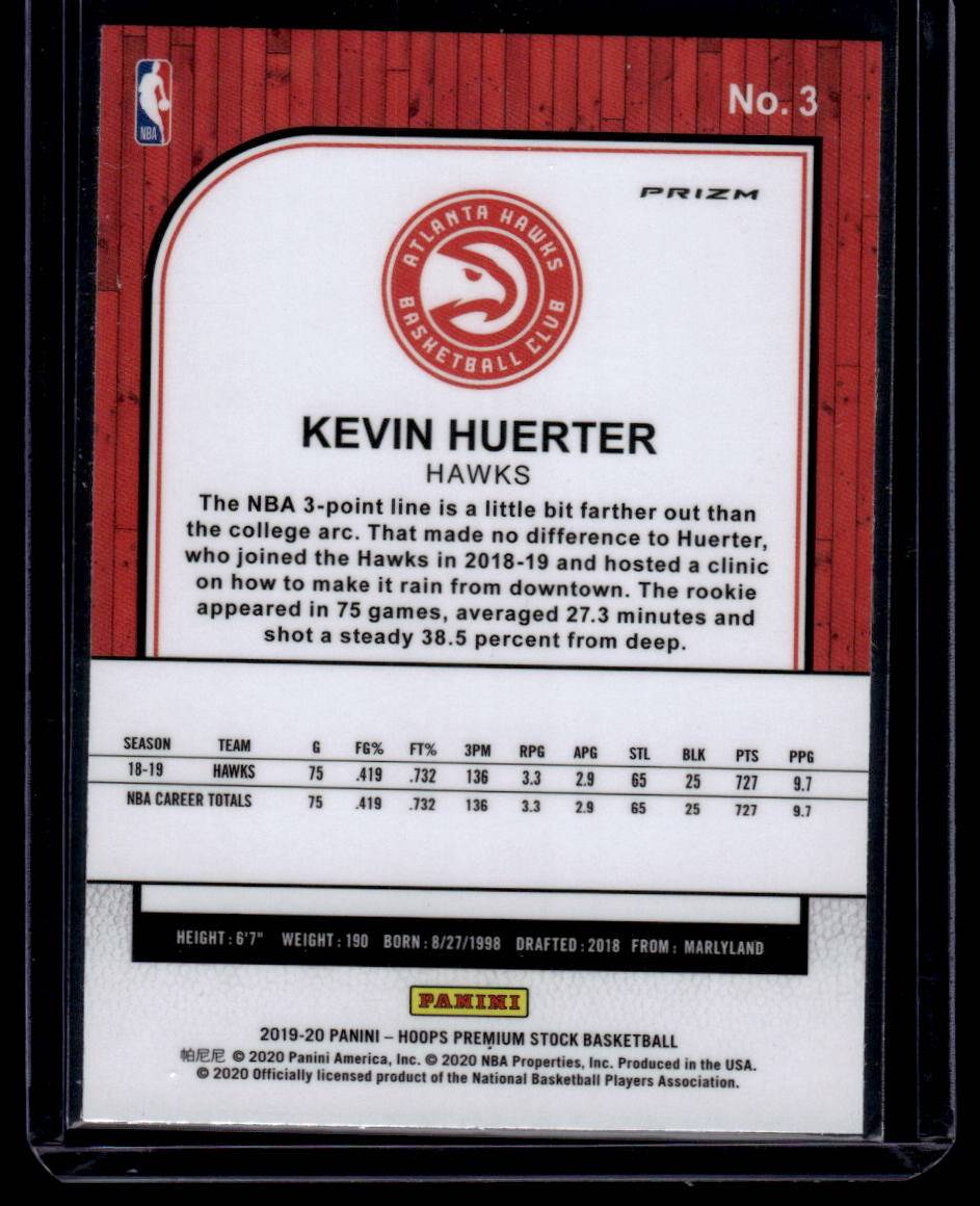 2019-20 Hoops Premium Stock #3 Kevin Huerter Prizms Silver