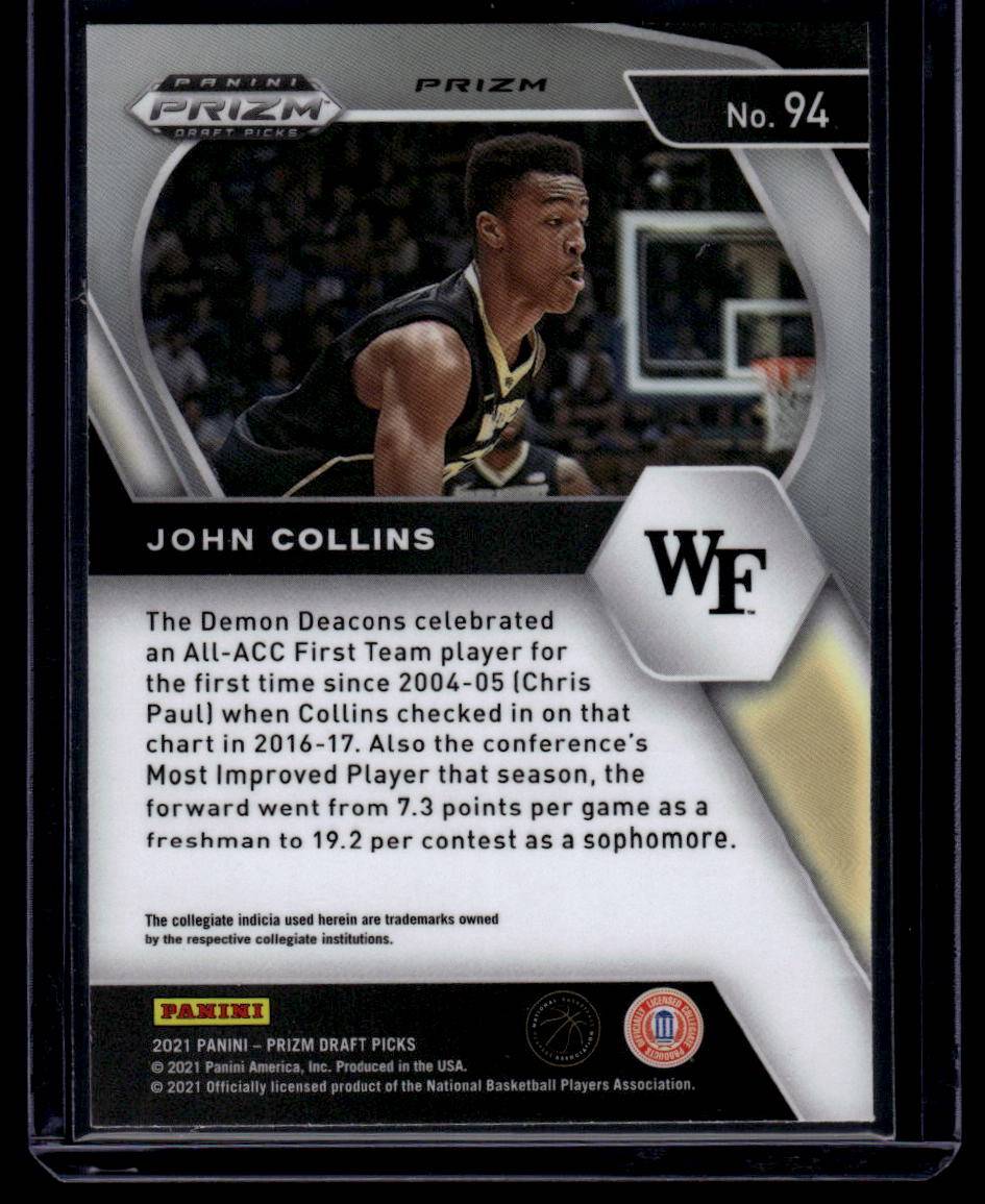 2021 Panini Prizm Draft Picks #94 John Collins Red Ice