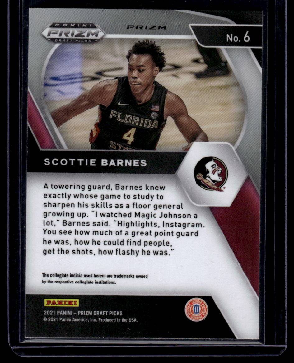 2021 Panini Prizm Draft Picks #6 Scottie Barnes Orange Ice