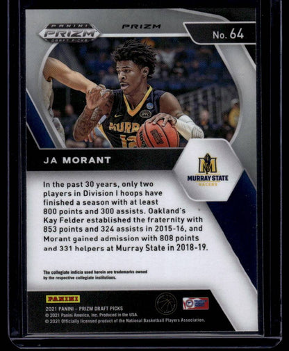 2021 Panini Prizm Draft Picks #64 Ja Morant Orange Ice