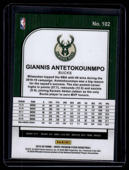 2019-20 Hoops Premium Stock #102 Giannis Antetokounmpo